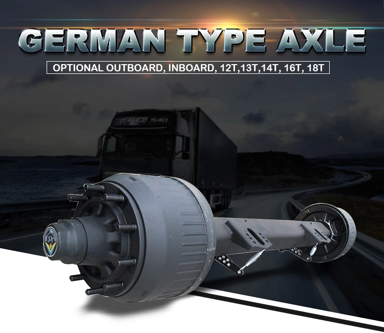 German Type 16t Assemble Truck Trailer Axles for Trailer 25 Ton American Type Axle Rear Steer Axle