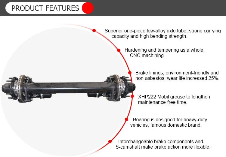 13 Ton ABS OEM Manufacturer Disc Brake Axle Semi Trailer Axle for Sale
